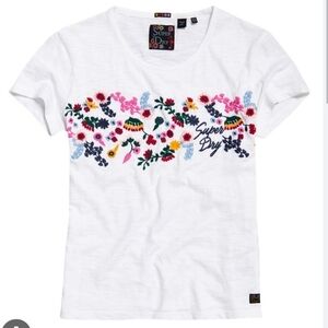 Superdry Women's Lexi Floral Embroidered T-Shirt in Rodeo White US 6
